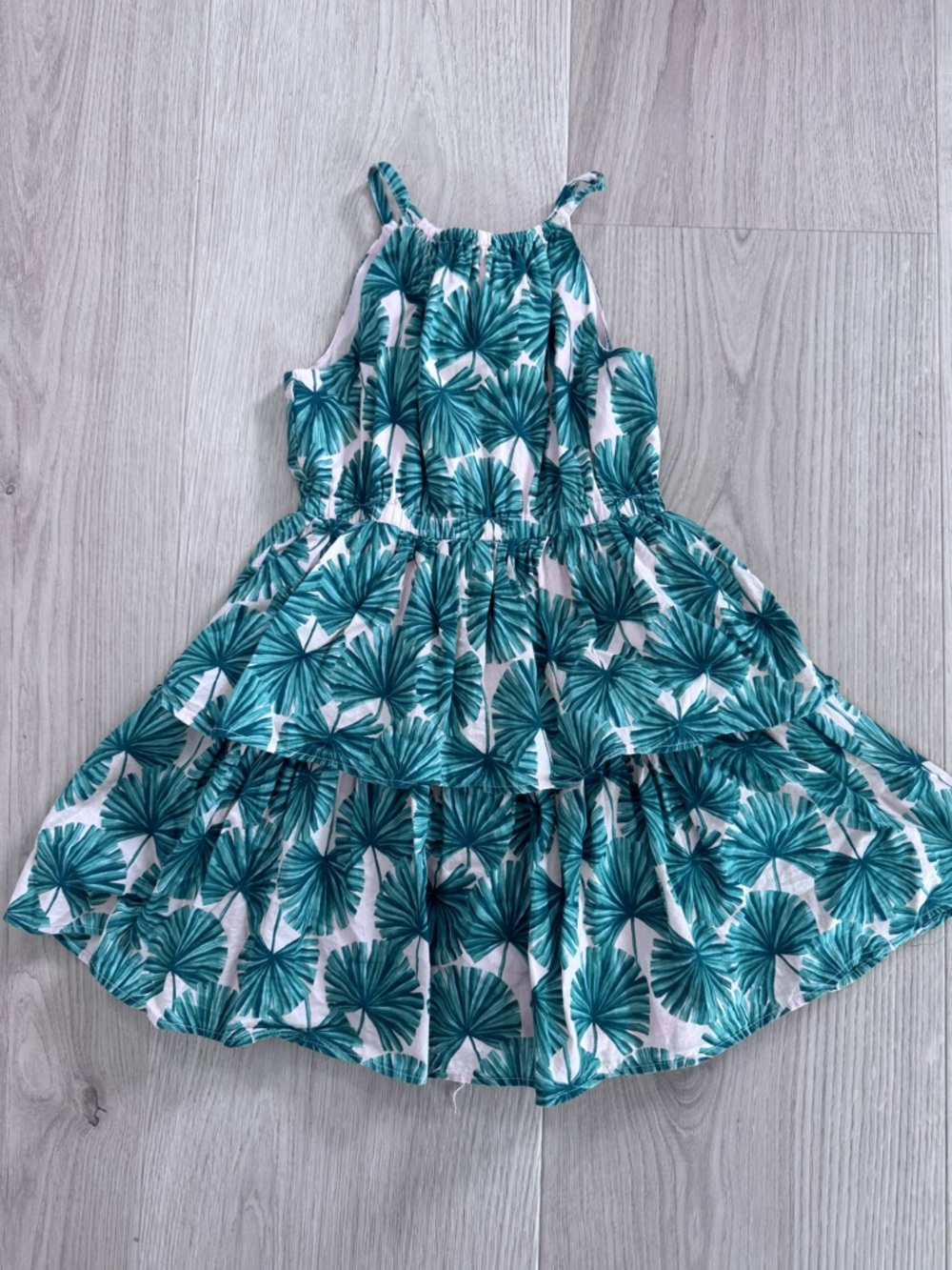Janie and Jack Girls Palm Print Tiered Sundress